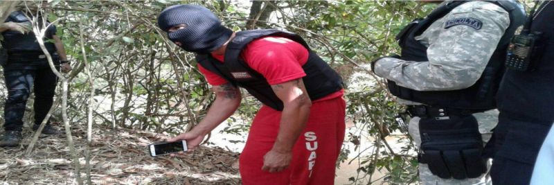 Homem que confessou matar Kelly Cadamuro participou de reconstituição do crime (Foto: Fernanda Montalvão/ Rádio 97 Fm) 